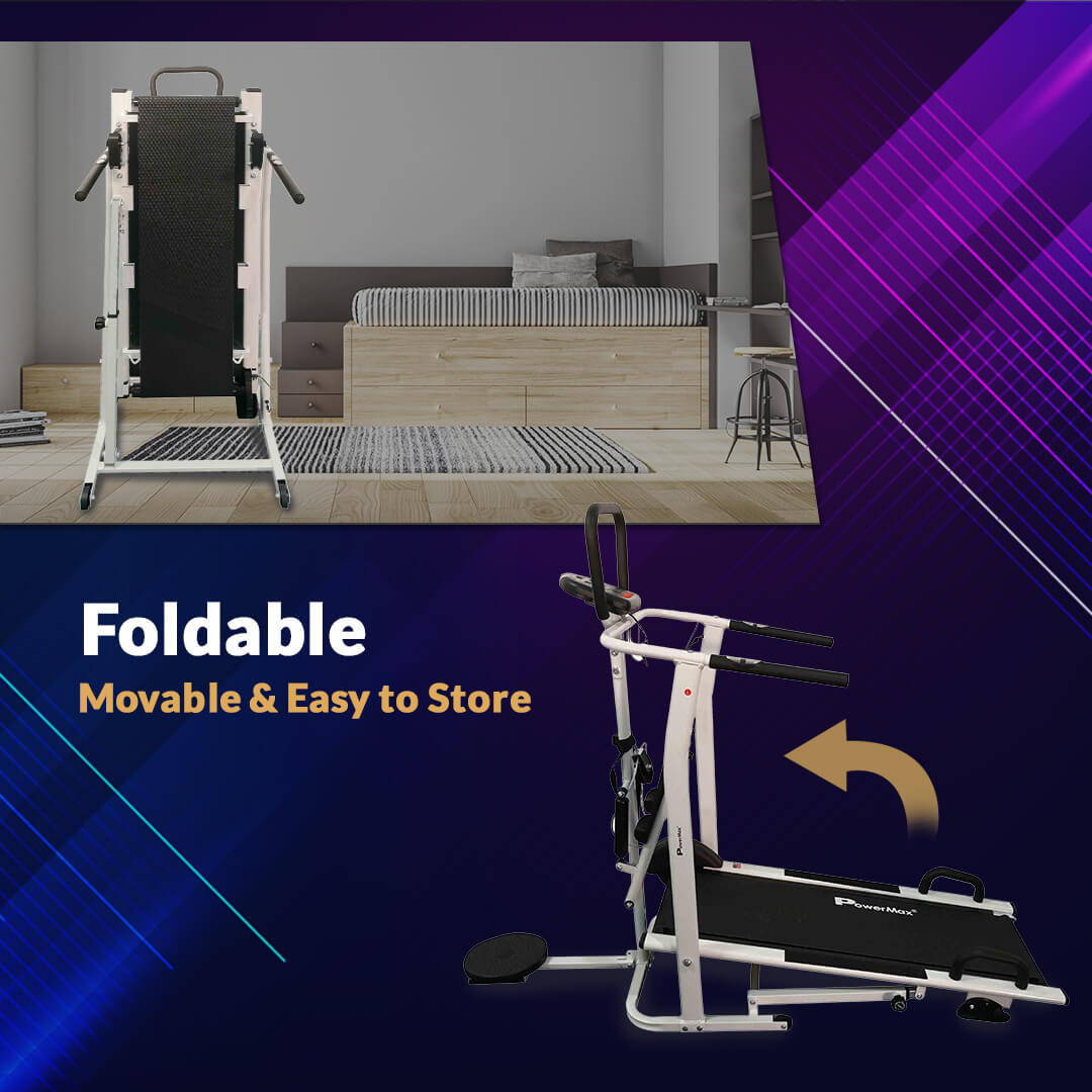 PowerMax Fitness MFT-410 4 in 1 Multi-function Manual Treadmill